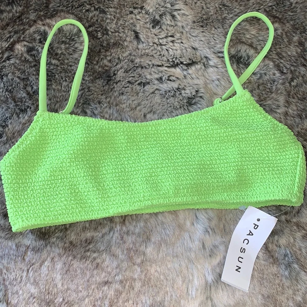 NEW LA Hearts by PacSun Green Amie Scrunch Tank Bikini Top
